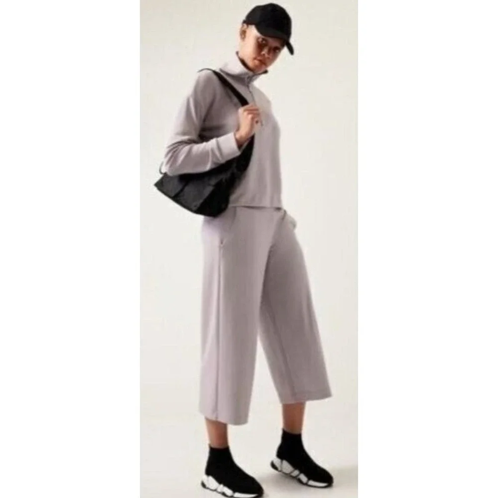 Athleta Seasoft Wide Leg Pant Crop Cropped Tinsel‎ Purple Gray XXS Modal 882621